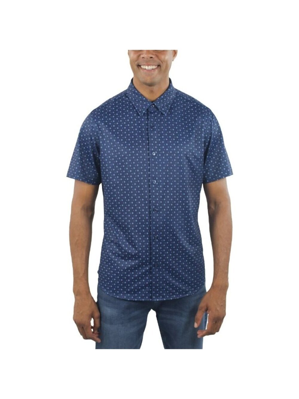 NWT Jachs New York Men's M Short Sleeved Shirt Blue Polka Dot Lightweight i1820